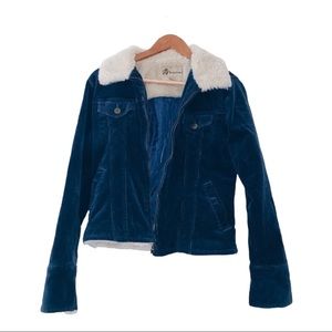 Y2K Blue Corduroy Sherpa Jacket